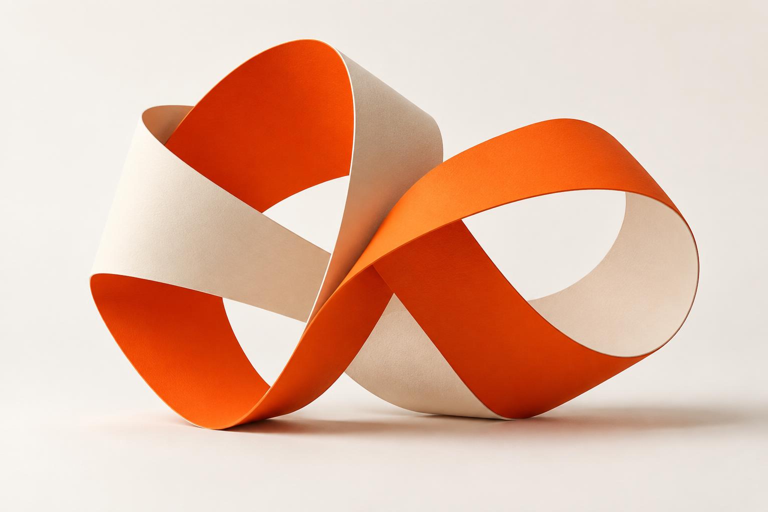 Orange and ivory ribbons forming one continuous strategic system